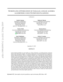 Scheduling optimization of parallel linear algebra algorithms using
  Supervised Learning