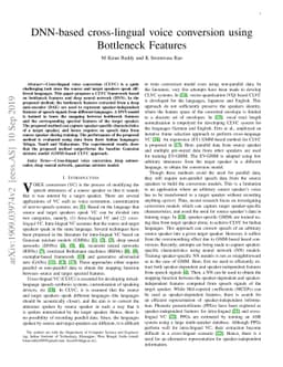 DNN-based cross-lingual voice conversion using Bottleneck Features