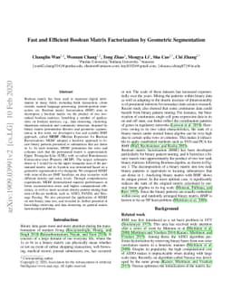 Fast And Efficient Boolean Matrix Factorization By Geometric
  Segmentation