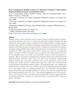 Deep Learning-based Radiomic Features for Improving Neoadjuvant
  Chemoradiation Response Prediction in Locally Advanced Rectal Cancer
