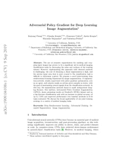 Adversarial Policy Gradient for Deep Learning Image Augmentation