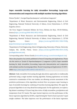 Super ensemble learning for daily streamflow forecasting: Large-scale
  demonstration and comparison with multiple machine learning algorithms