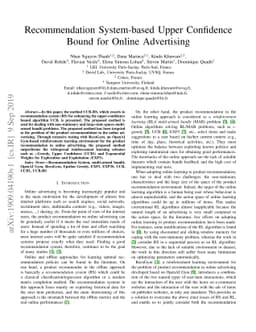 Recommendation System-based Upper Confidence Bound for Online
  Advertising