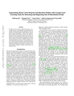 Augmenting Monte Carlo Dropout Classification Models with Unsupervised
  Learning Tasks for Detecting and Diagnosing Out-of-Distribution Faults