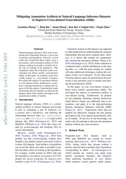 Mitigating Annotation Artifacts in Natural Language Inference Datasets
  to Improve Cross-dataset Generalization Ability