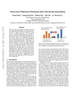 Wasserstein Collaborative Filtering for Item Cold-start Recommendation