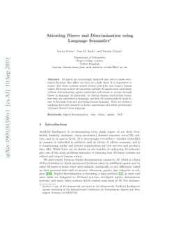 Attesting Biases and Discrimination using Language Semantics