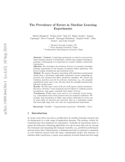 The Prevalence of Errors in Machine Learning Experiments