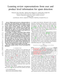 Learning review representations from user and product level information
  for spam detection