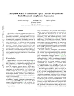Chargrid-OCR: End-to-end Trainable Optical Character Recognition for
  Printed Documents using Instance Segmentation