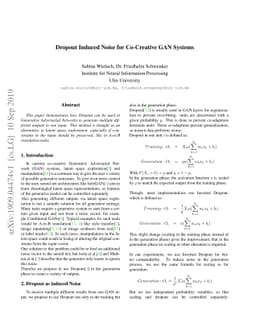 Dropout Induced Noise for Co-Creative GAN Systems
