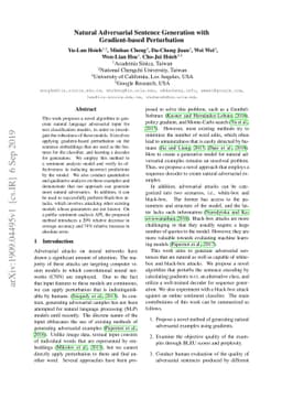 Natural Adversarial Sentence Generation with Gradient-based Perturbation