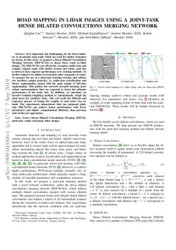Road Mapping In LiDAR Images Using A Joint-Task Dense Dilated
  Convolutions Merging Network