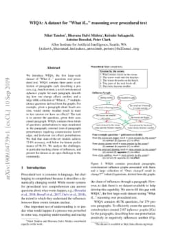 WIQA: A dataset for "What if..." reasoning over procedural text