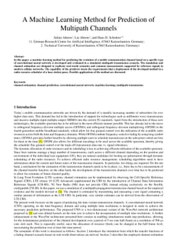 A Machine Learning Method for Prediction of Multipath Channels