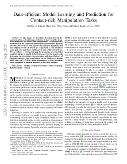 Data-efficient Model Learning and Prediction for Contact-rich
  Manipulation Tasks