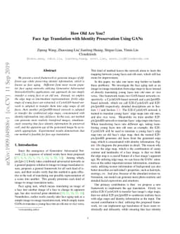 How Old Are You? Face Age Translation with Identity Preservation Using
  GANs