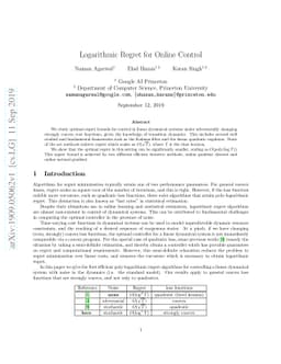 Logarithmic Regret for Online Control
