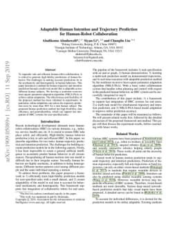Adaptable Human Intention and Trajectory Prediction for Human-Robot
  Collaboration