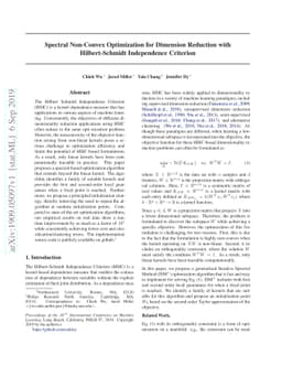 Spectral Non-Convex Optimization for Dimension Reduction with
  Hilbert-Schmidt Independence Criterion