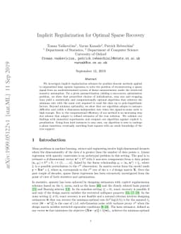 Implicit Regularization for Optimal Sparse Recovery