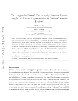 The Longer the Better? The Interplay Between Review Length and Line of
  Argumentation in Online Consumer Reviews