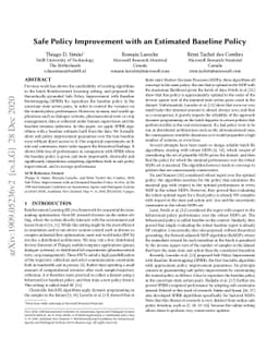 Safe Policy Improvement with an Estimated Baseline Policy