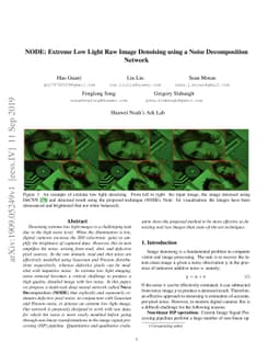 NODE: Extreme Low Light Raw Image Denoising using a Noise Decomposition
  Network
