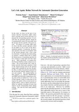 Let's Ask Again: Refine Network for Automatic Question Generation