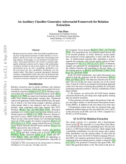 An Auxiliary Classifier Generative Adversarial Framework for Relation
  Extraction