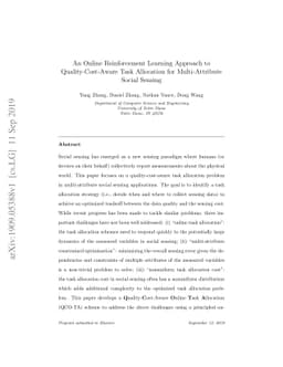 An Online Reinforcement Learning Approach to Quality-Cost-Aware Task
  Allocation for Multi-Attribute Social Sensing