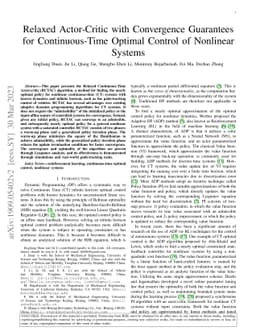 Relaxed Actor-Critic with Convergence Guarantees for Continuous-Time
  Optimal Control of Nonlinear Systems