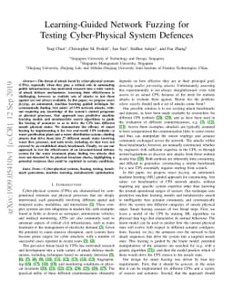 Learning-Guided Network Fuzzing for Testing Cyber-Physical System
  Defences