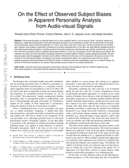 On the Effect of Observed Subject Biases in Apparent Personality
  Analysis from Audio-visual Signals