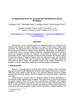 An Objectness Score for Accurate and Fast Detection during Navigation