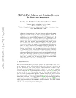 PRSNet: Part Relation and Selection Network for Bone Age Assessment