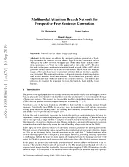 Multimodal Attention Branch Network for Perspective-Free Sentence
  Generation