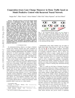 Cooperation-Aware Lane Change Maneuver in Dense Traffic based on Model
  Predictive Control with Recurrent Neural Network