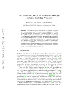 In Defense of LSTMs for Addressing Multiple Instance Learning Problems