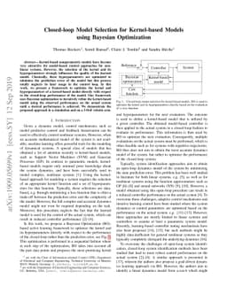 Closed-loop Model Selection for Kernel-based Models using Bayesian
  Optimization