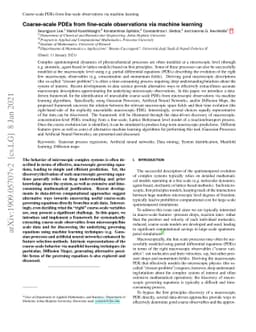 Coarse-scale PDEs from fine-scale observations via machine learning