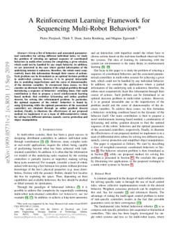 A Reinforcement Learning Framework for Sequencing Multi-Robot Behaviors