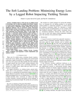 The Soft Landing Problem: Minimizing Energy Loss by a Legged Robot
  Impacting Yielding Terrain