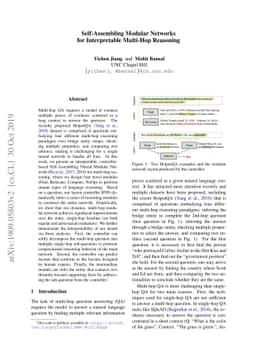 Self-Assembling Modular Networks for Interpretable Multi-Hop Reasoning