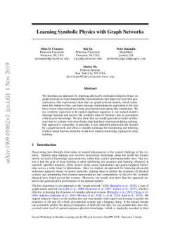 Learning Symbolic Physics with Graph Networks