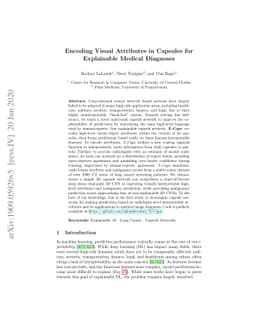 Encoding Visual Attributes in Capsules for Explainable Medical Diagnoses