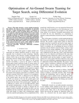Optimisation of Air-Ground Swarm Teaming for Target Search, using
  Differential Evolution