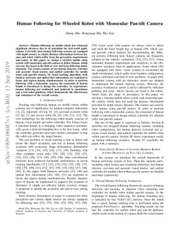 Human Following for Wheeled Robot with Monocular Pan-tilt Camera