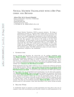 Neural Machine Translation with 4-Bit Precision and Beyond