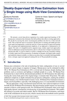 Weakly-Supervised 3D Pose Estimation from a Single Image using
  Multi-View Consistency